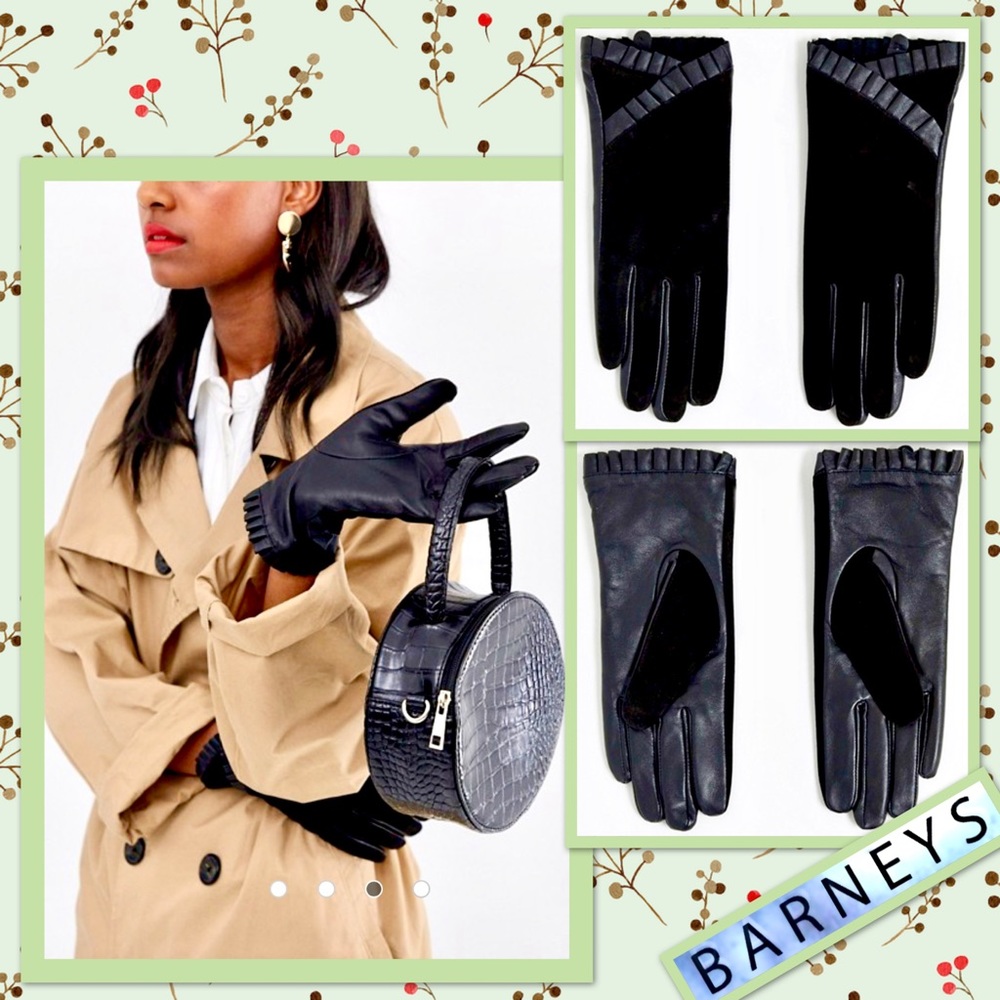 Barney's Originals Leather & Suede Gloves in Black